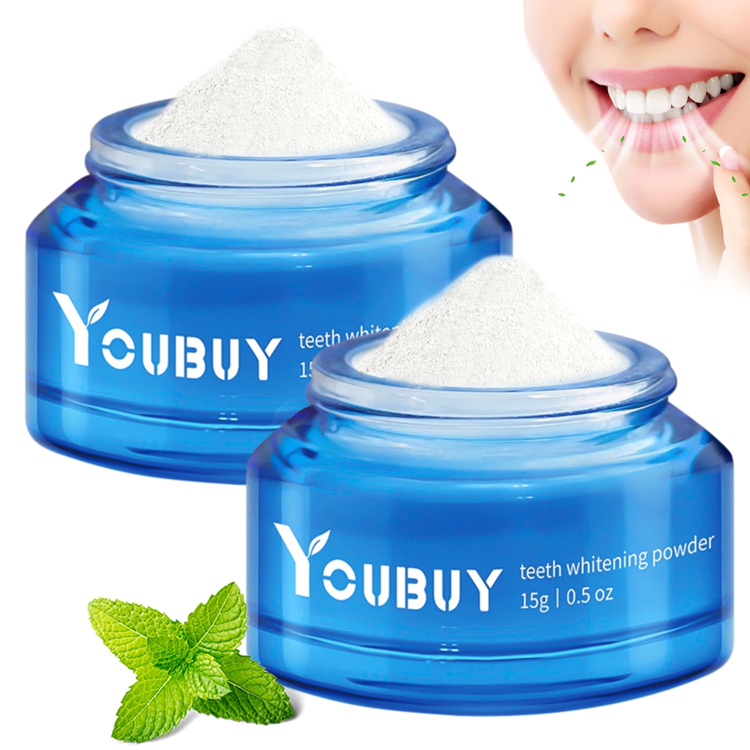 2 Pçs de Pó Clareador Dental YouBuy: Clareie Seus Dentes Naturalmente com o Pó Whitening, Snow Magic Booster e Sabor Refrescante