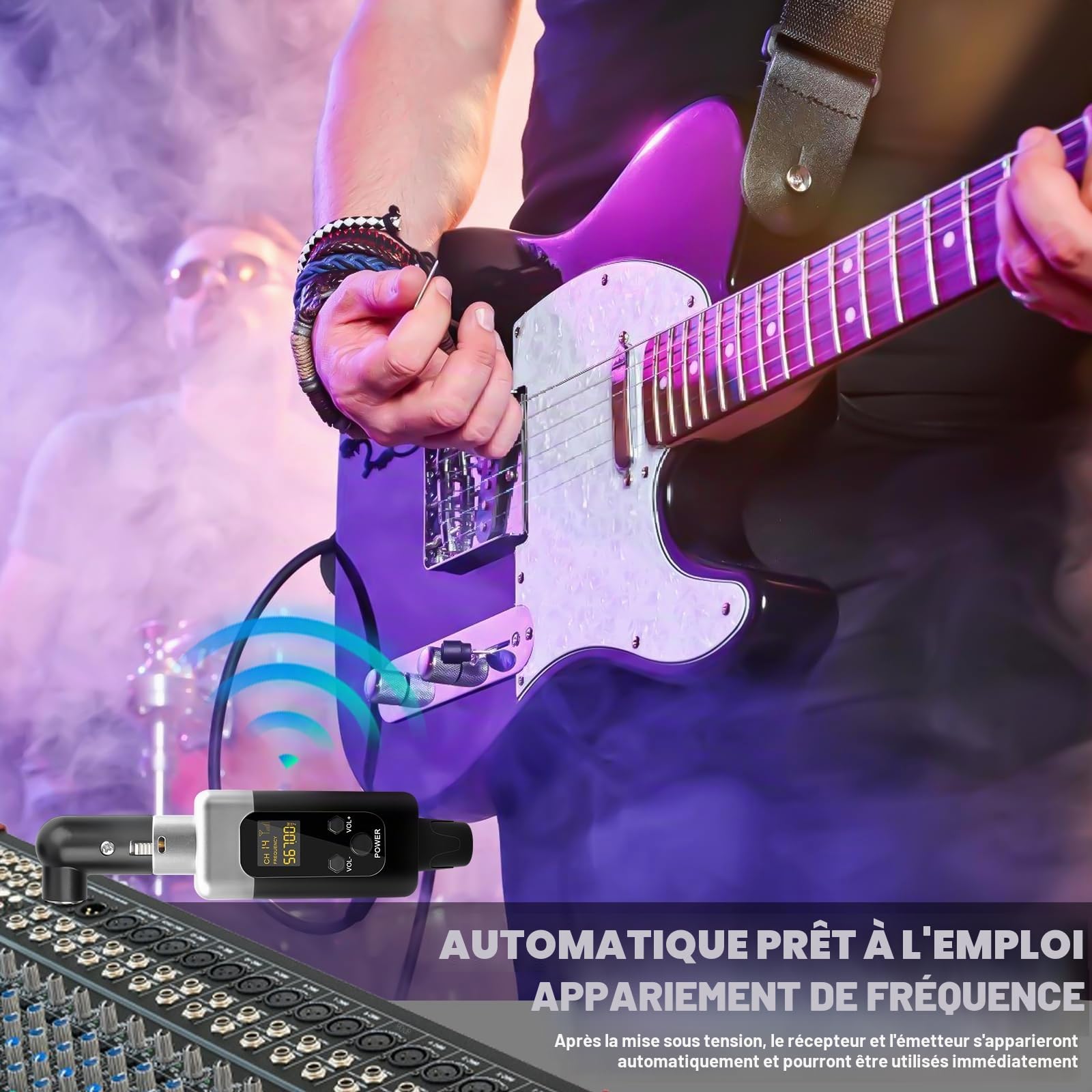 Émetteur récepteur de microphone, émetteur récepteur sans fil de microphone, adaptateur portable, adaptateur de microphone sans fil pour microphone à condensateur dynamique pour scène et