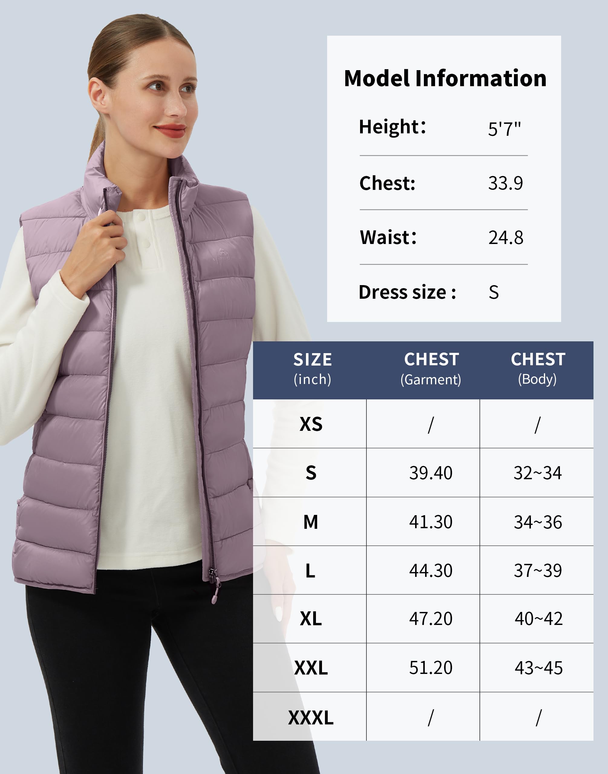 Pioneer Camp Chaleco acolchado para mujer, ligero, plegable, sin mangas, acolchado, con cremallera, cálido, para invierno, para exteriores