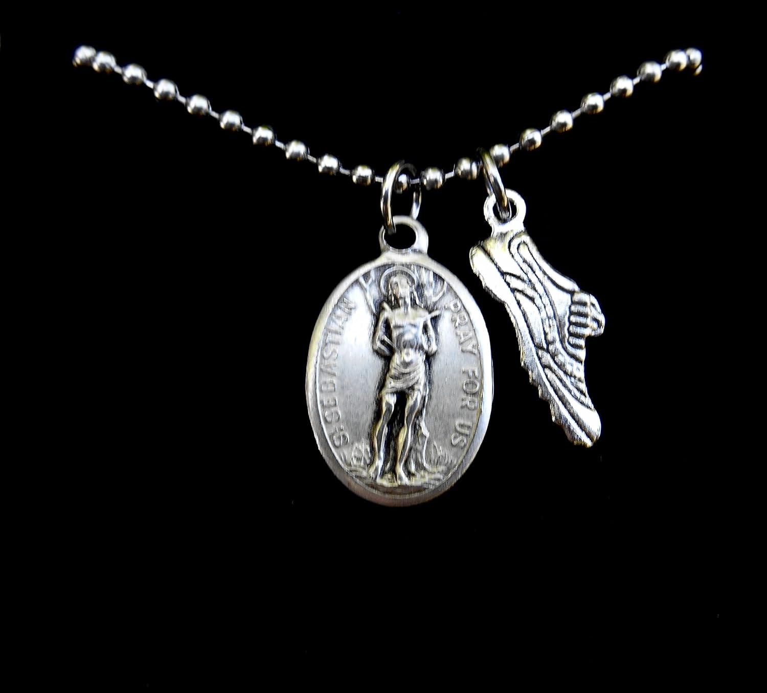 St. Sebastian, Patron Saint of Athletes, Marathon Runner/Jogger Ball Chain Necklace, Help and Protection Athlete - Image 3