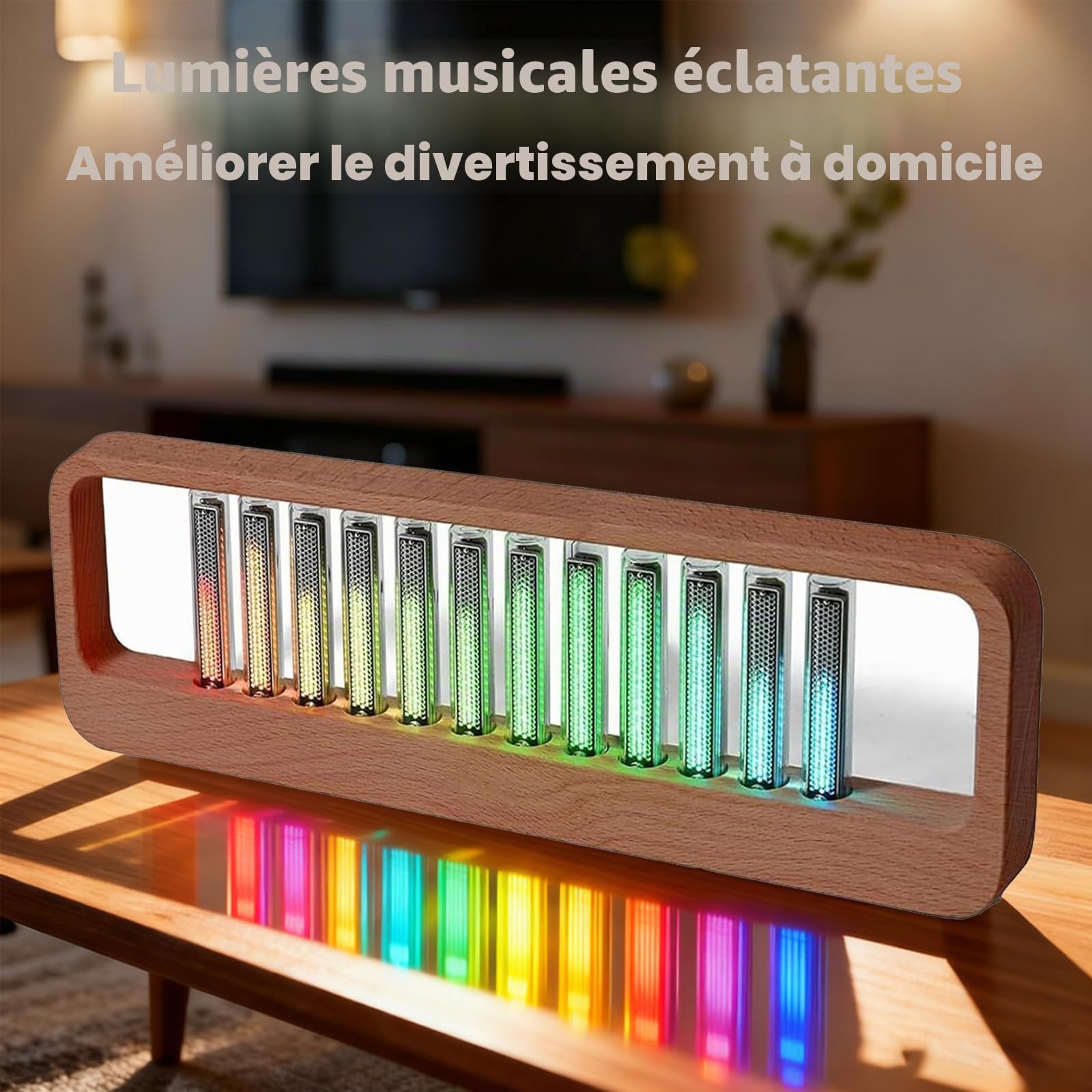 Affichage du Spectre Musical LED, Lampe Spectrale RGB avec Capteur Sonore, Analyseur De Spectre Audio avec Microphone Intégré, 7 Modes Prédéfinis, pour Le Jeu, Le Studio Et La Décoration