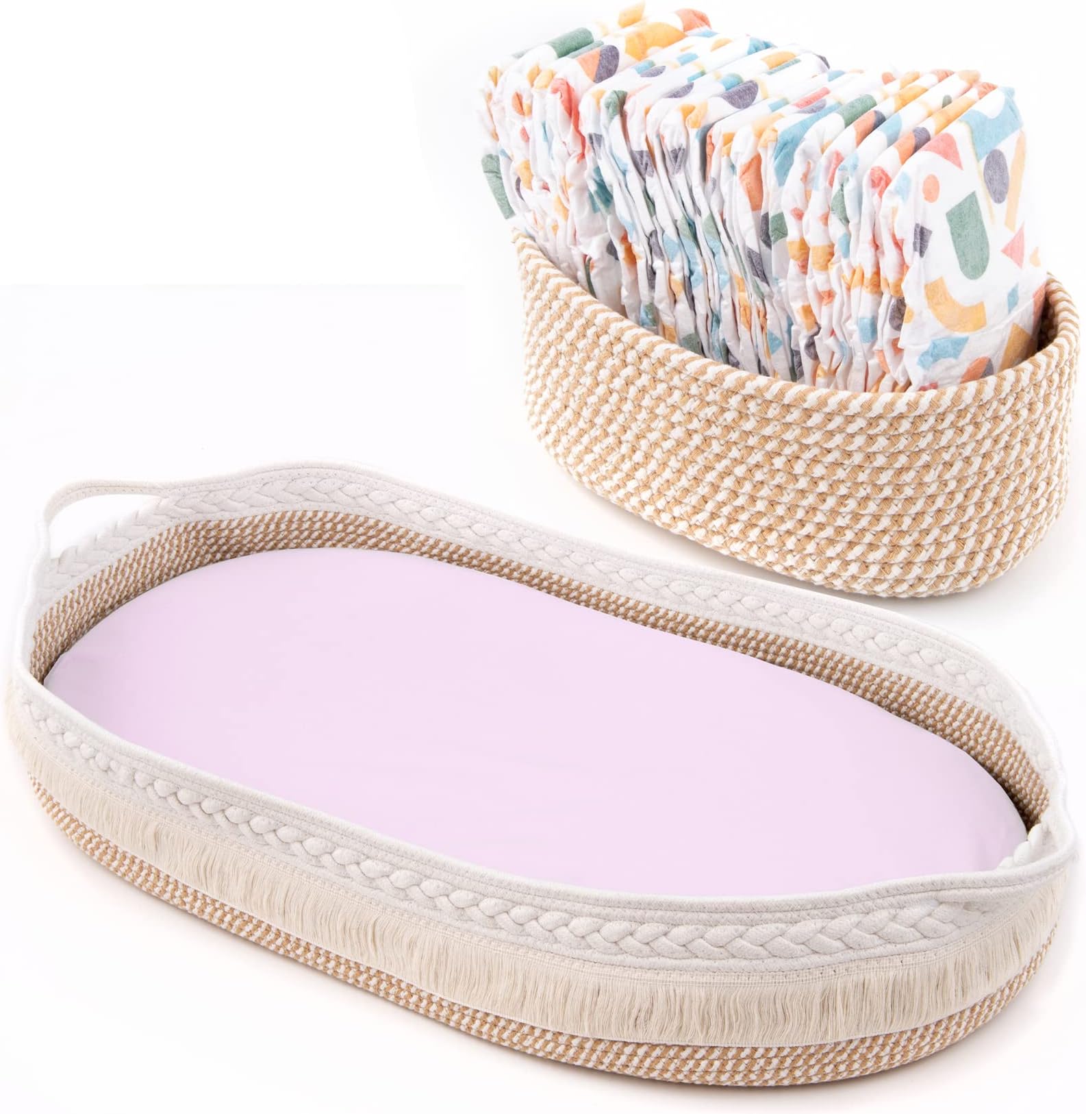 Deluxe Baby Changing Basket and Diaper Basket, 2 Pc. Set