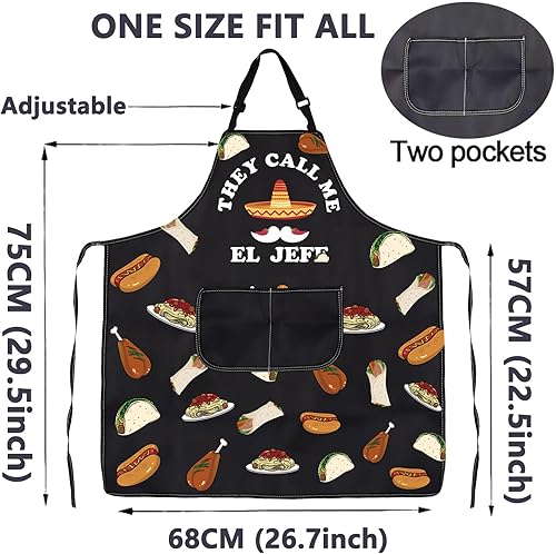 Miniatura 2 de They Call Me El Jefes - Delantal divertido jefe mexicano para cocinar, con bolsillos, para jefe, chiste, regalos de El Jefes