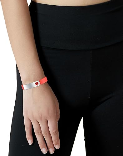 Miniatura 6 de Pulsera de identificación de alerta médica personalizada HEABY con grabado personalizado, pulsera de silicona ajustable, regalo personalizado para