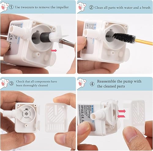 Miniatura 7 de TODDLT Fuente de agua para gatos, fuente ultra silenciosa para mascotas de 100 oz3 litros con cuenco para gatos, dispensador automático de agua para