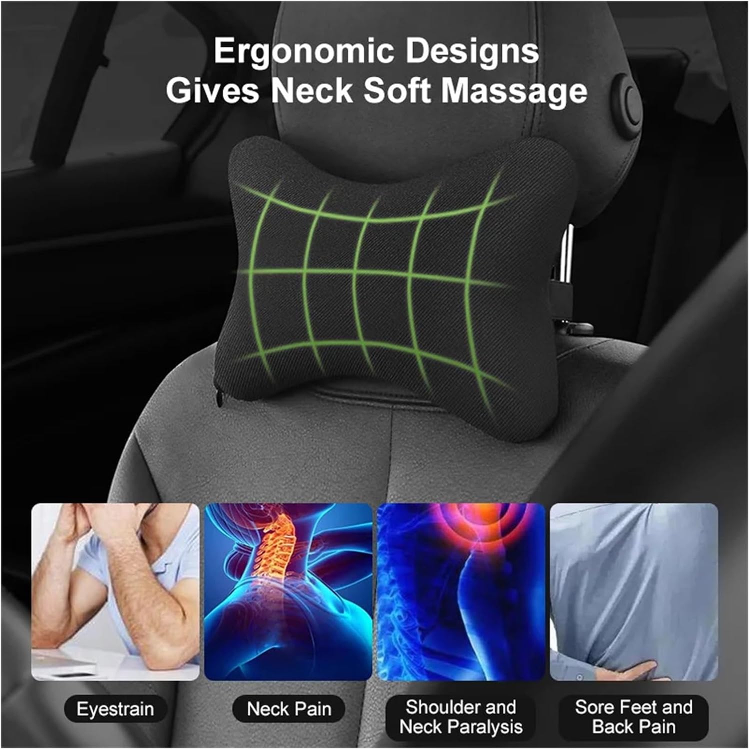 Adjustable Memory Foam Car Headrest & Neck Pillow - Ergonomic Support Comfortable Travel