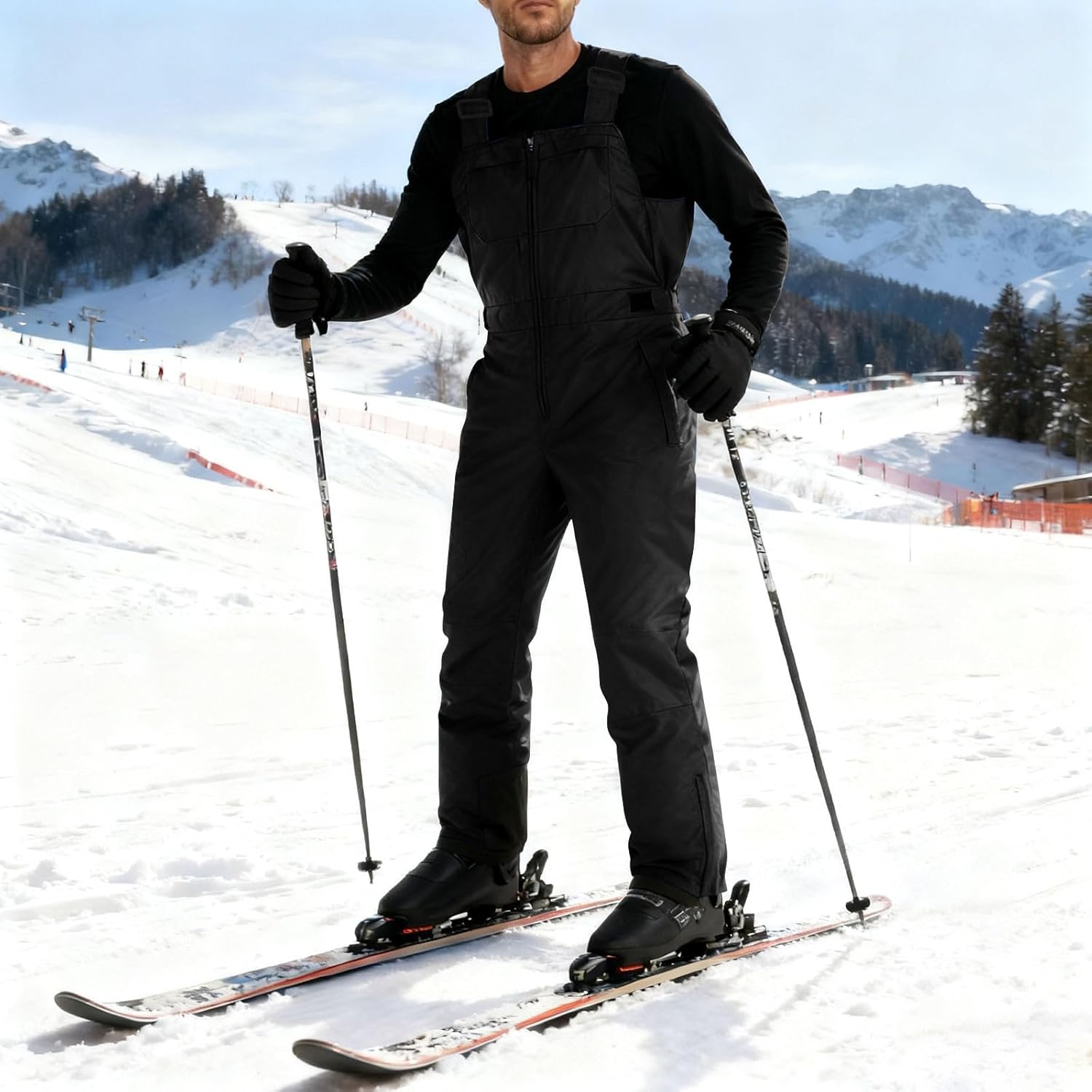 Men's Insulated Bib Overalls Water-Resistant Outdoor Ski Pants Winter Overalls for Fishing, Hunting, Snowmobiling