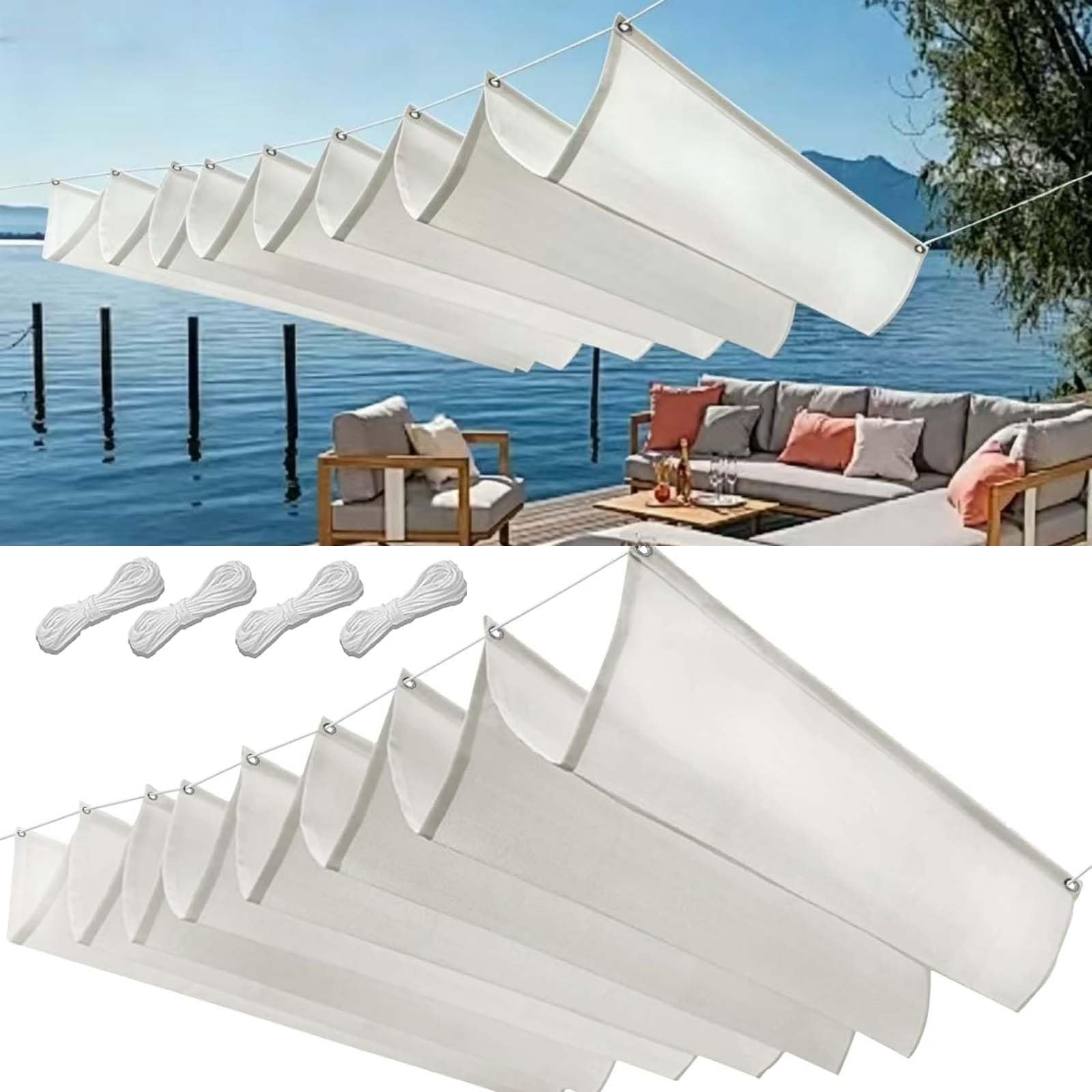 Markiza Przeciwsłoneczna 70x200cm Blokujący 98% UV Żagiel Przeciwsłoneczny Do Pergoli Z Oczkami I Sznurkiem Do Ogrodu Zewnętrznego, Patio, Trawnika, Biały