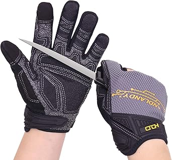 HANDLANDY Anti Vibration Gloves, SBR Padding, TPR Protector, Mechanic Work Gloves