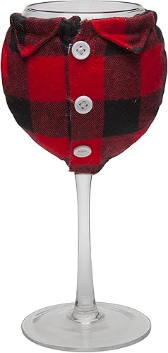 Miniatura 2 de BigMouth Inc. The Flannel Shirt - Copa de vino de 14 onzas con gráficos de árbol de hoja perenne, incluye camisa de franela extraíble con frases