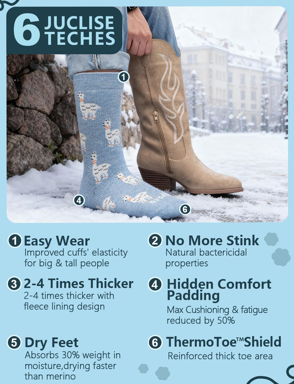 Alpaca Wool Heavyweight Crew Socks for Winter Hiking Boot Casual Socks Cold Weather Thermal Warm Thick Breathable - Image 6