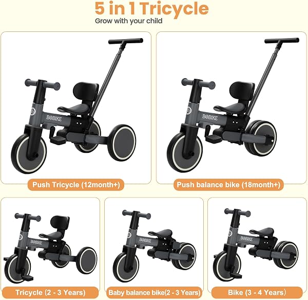 Toddler Bike with Push Handle,Tricycles for 1 to 3 Years Old, Toddler Tricycle with Push Handle for Boy Girl, Baby Balan