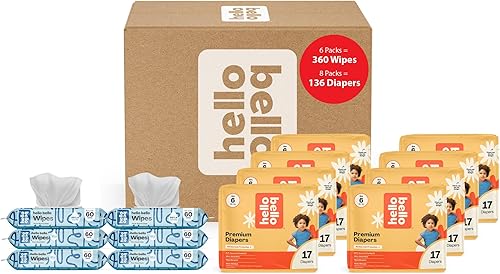 Miniatura 37 de Hello Bello Mega Surprise Pack, Talla 2 (10-16 libras), 240 pañales hipoalergénicos surtidos con una sensación suave y similar a la tela, más 360