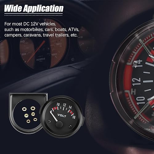 Miniatura 3 de Voltímetro universal para coche de 12 V, medidor de voltaje, medidor de voltaje universal, voltmetro analógico 12 V, medidor de voltaje de 2.047