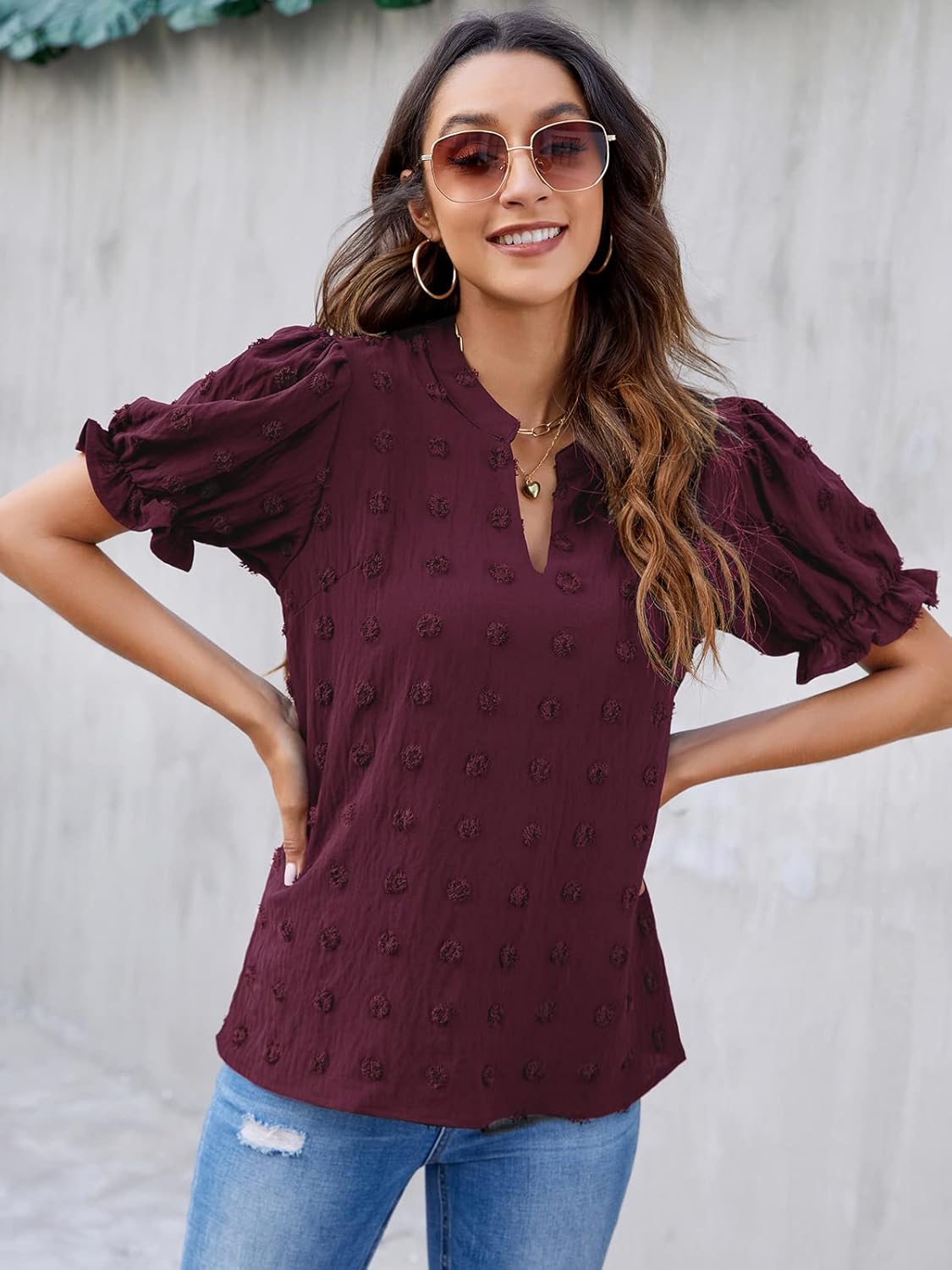 Blooming Jelly Women's Puff Sleeve Casual Tops Fashion White Polka Dot Blouses Dressy Ladies Summer Tops - Image 6