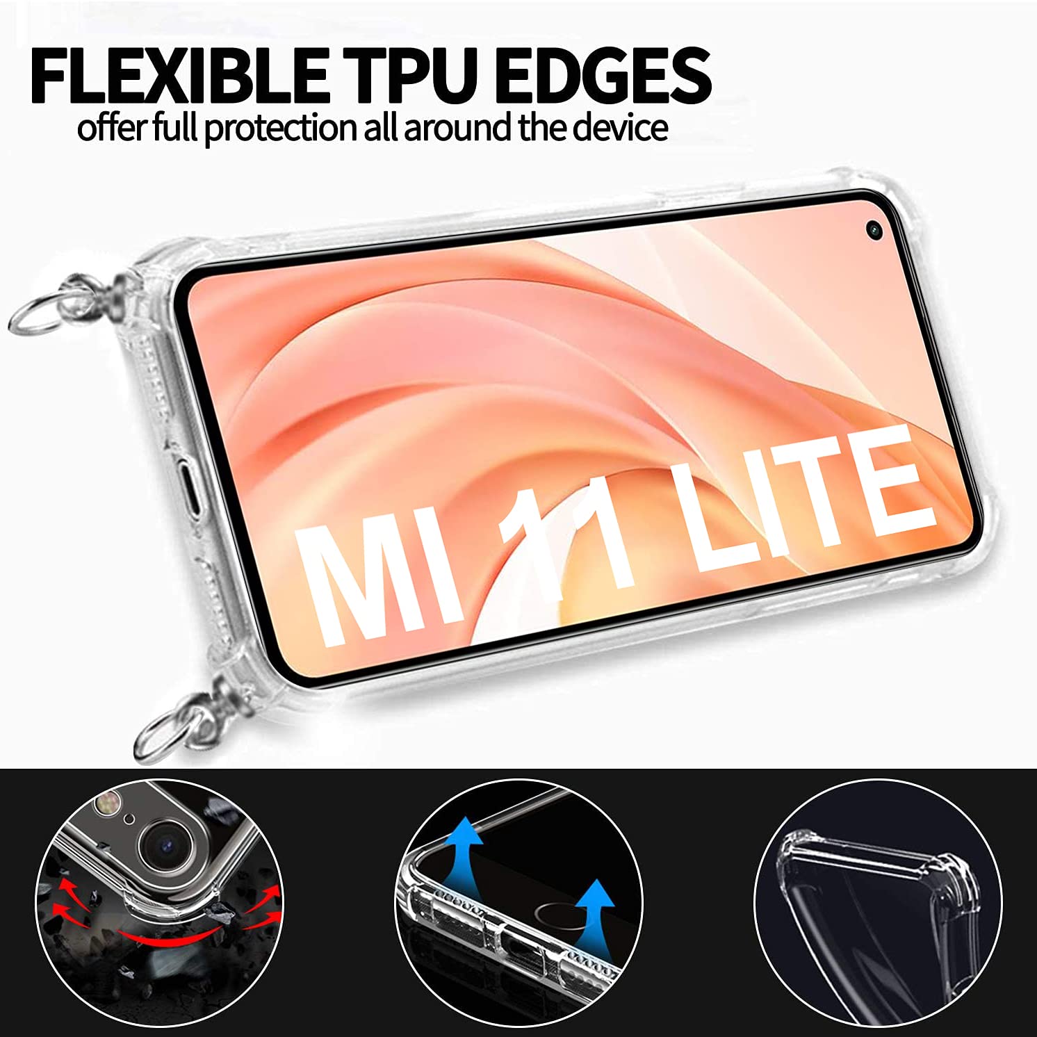 LunarDrift Personalizzata Custodia per Xiaomi Mi 11 Lite(4/5G)/11 Lite 5G NE 6.55'', Cover Anime Gojo Satoru Itadori Yuji Sukuna Manga Motivo Custom Case Antiurto Foto Testo Personalizzabili