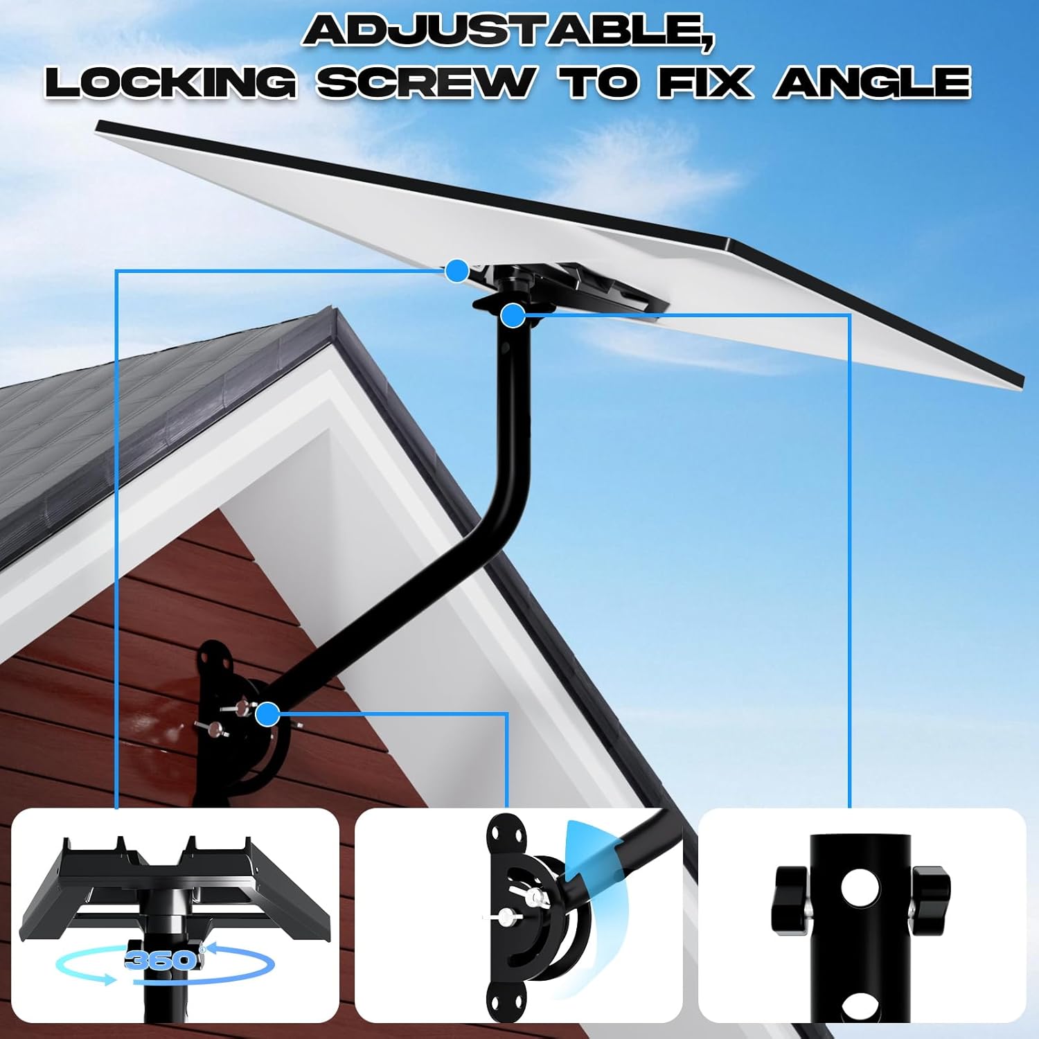 Gen 3 Starlink Mount, Adjustable Starlink Wall Mount & Roof Mount Kit with Aluminum Pipe Adapter, Standard Starlink Mounting Bracket for Home Roof & Eave Installation