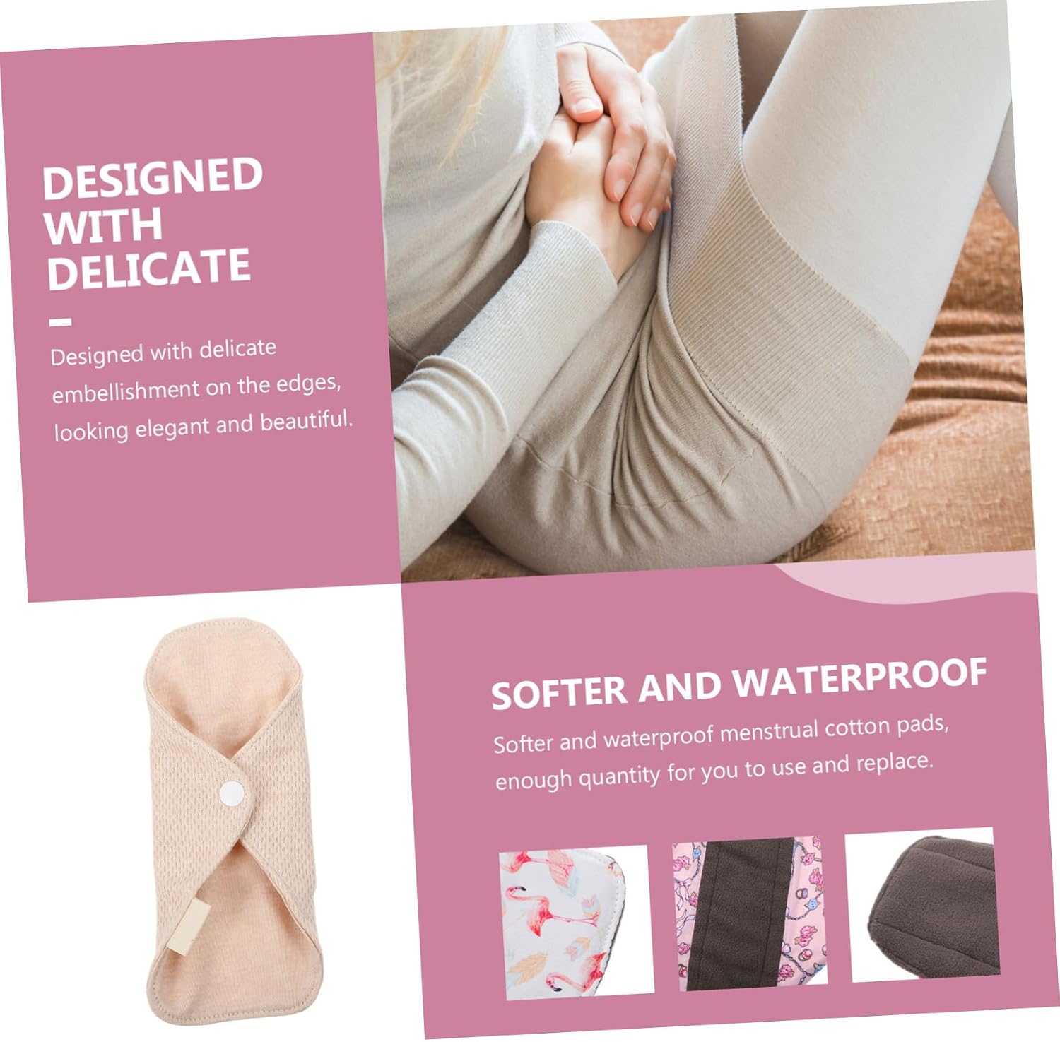 4PCS Reusable Washable Women Menstrual Pads Soft Skin Friendly Sanitary Napkins Portable Comfortable Period Essentials
