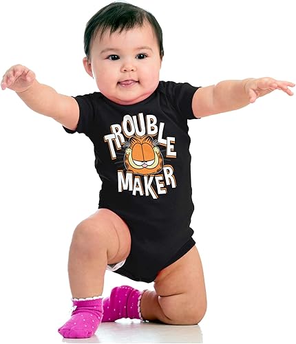 Vista 4 de Brisco Brands Garfield Cartoon Funny Troublemaker Baby Romper Boys or Girls