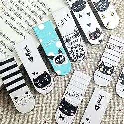 Kit 12 Marcadores de Página Magnéticos GATOS Cats Frente e verso estampas diferentes. Páginas de livros, cadernos e planner Papelaria Criativa Holográfico