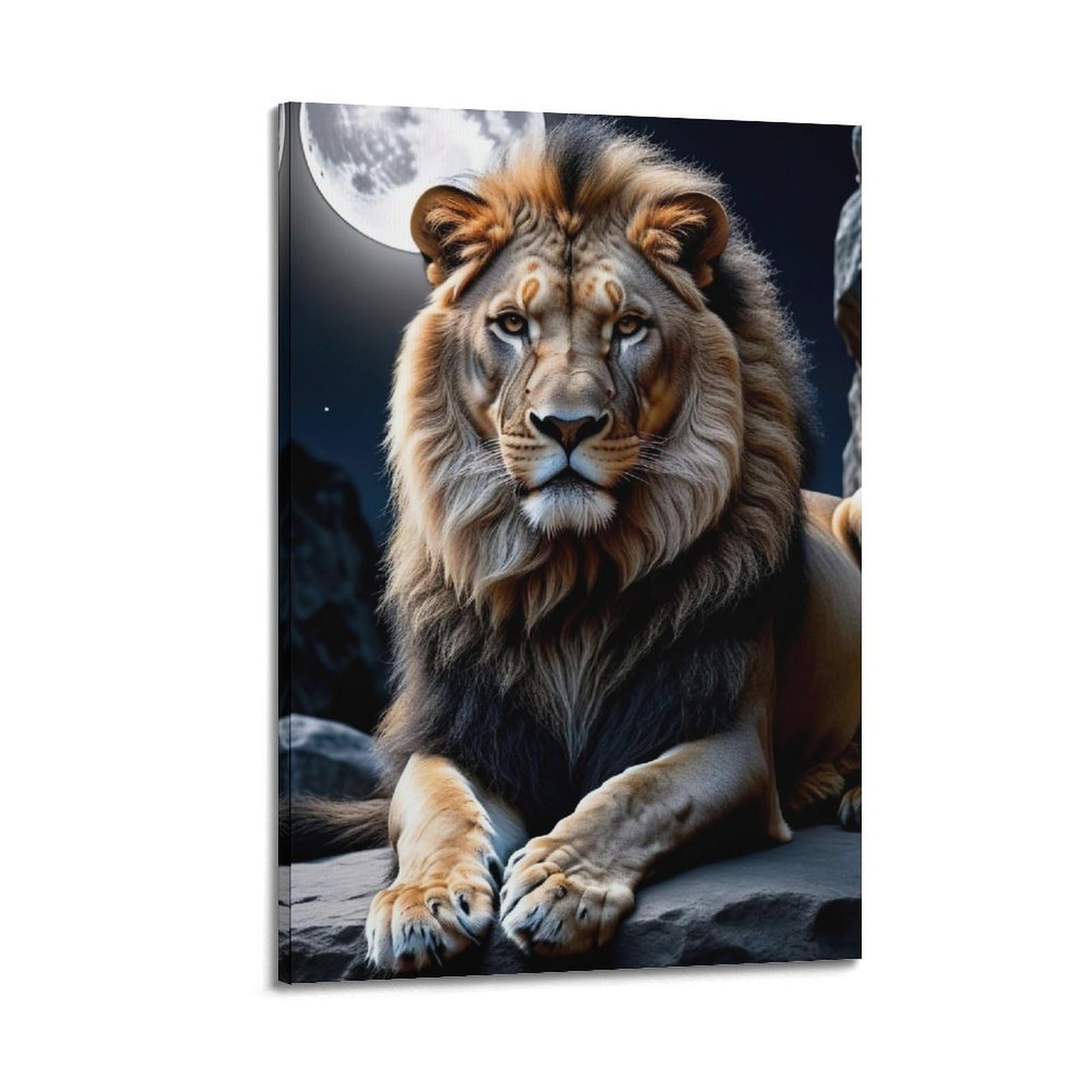 ZSZWHJ Animal Poster The Lion in The Moon Artwork Poster Decorative Painting Canvas Wall Posters And Art Picture Print Modern Family Bedroom Decor Posters 24x36inch(60x90cm)