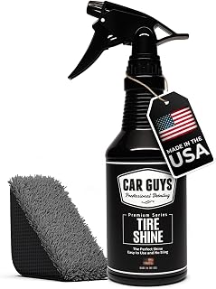 CAR GUYS 타이어 샤인 스프레이 - 퍼펙트 딥 블랙 샤인 - 오래 지속되는 자동차 타이어 드레싱 - 슬링 없음 및 건식 터치 - 어플리케이터 포함 532.3ml(18온스) 키트