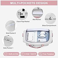 Vista 308 de Pequeña bolsa de gimnasio para mujer, bolsa de viaje con compartimento para zapatos