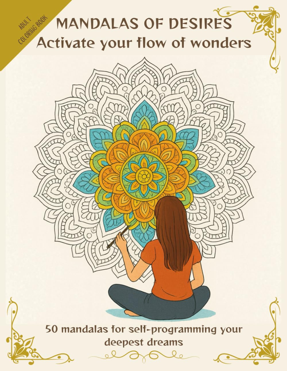 Mandalas of Desires. Activate your flow of wonders. Adult coloring book: 50 mandalas for self-programming your deepest dreams with affirmations and color guadance