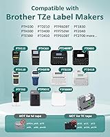 Vista 11 de BOYEEZON Paquete de 2 cintas para etiquetadoras TZe-131 de 0.472 in 0.47 laminadas transparentes, compatibles con Brother P Touch TZe-131 Negro
