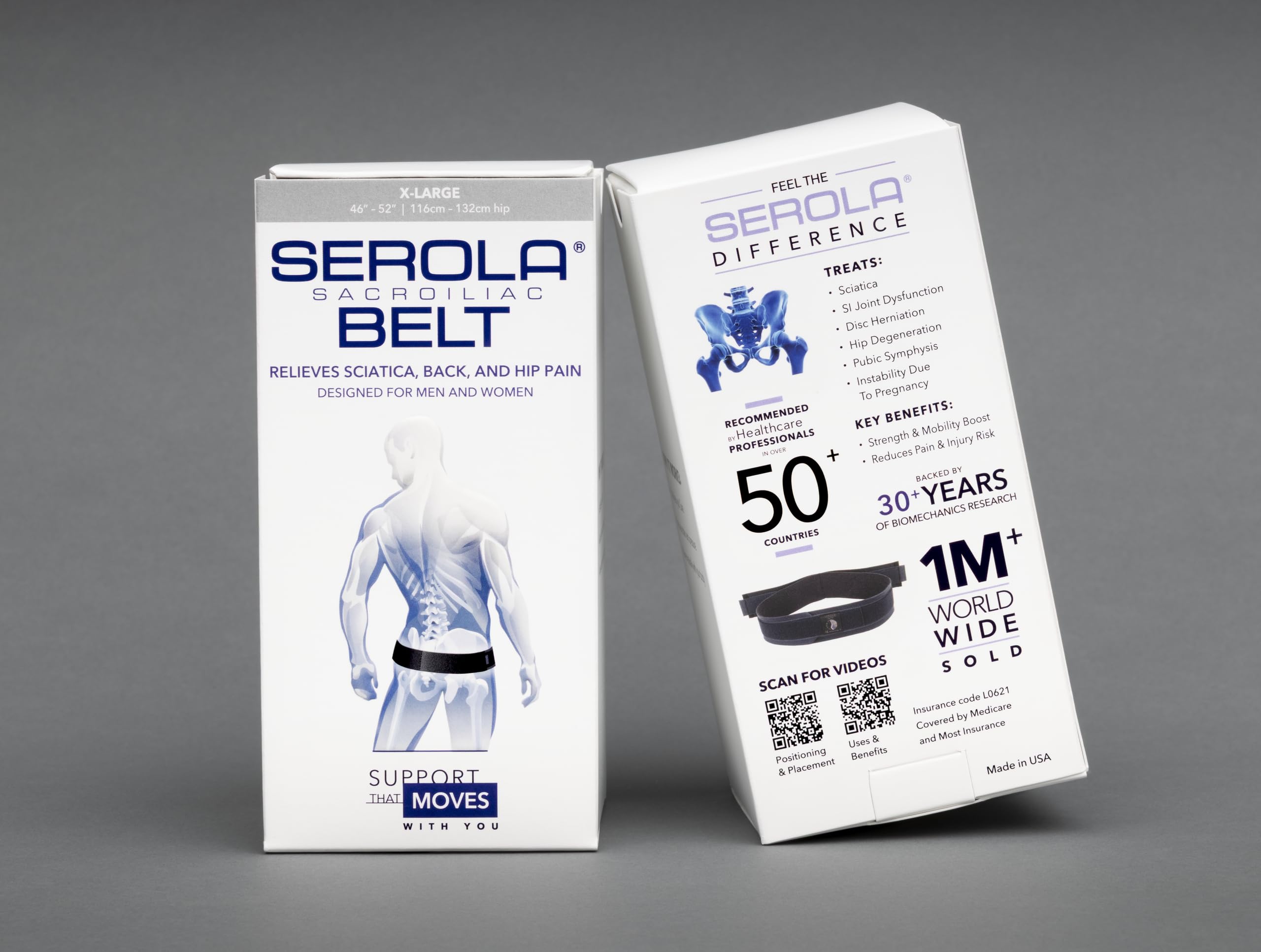 Serola Cinturón sacroilíaco para disfunción articular SI (XL se adapta a 46 a 52 pulgadas), soporte de espalda baja, ciática, pélvica y cadera para mujeres y hombres, soporte antideslizante, ajustable