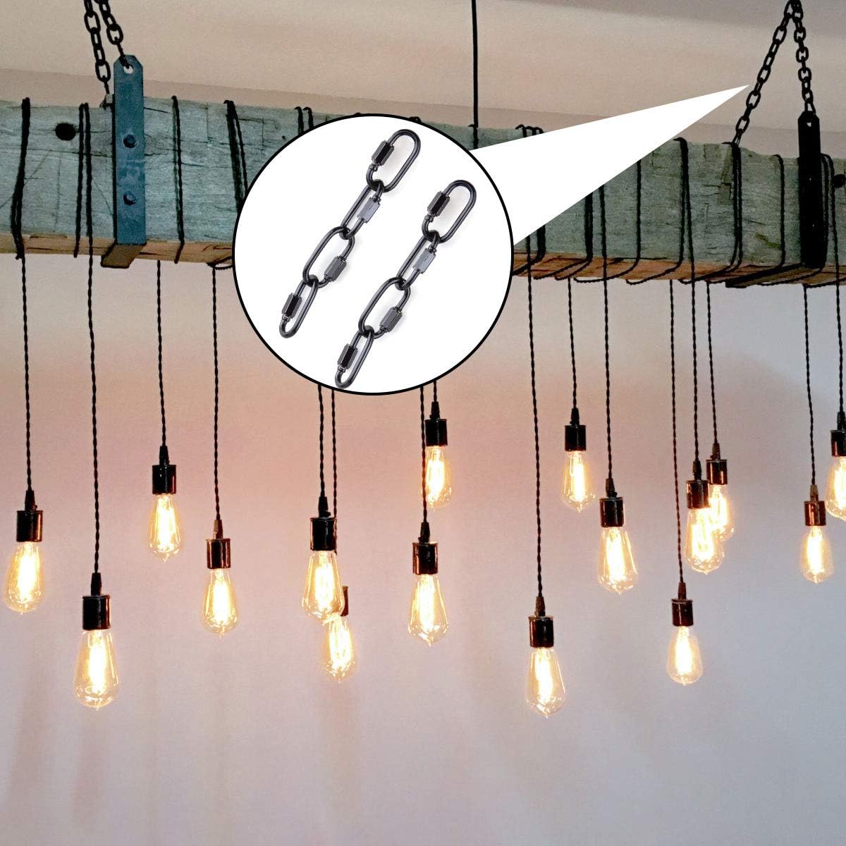 6 Pcs M4 Black Carabiner Chain Quick Links Connector 4mm Thickness Oval Stainless Steel Locking Carabiner Screw Lock Clip by STARVAST for Swing Play Set and Outdoor Equipment - Image 6