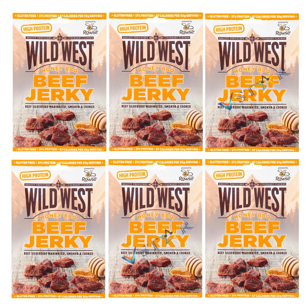Wiiillld Westttt Original & Honey BBQ Beef Jerky Pack 25g (6, Honey BBQ Beef Jerky)