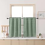 Chyhomenyc Chenille Black Kitchen Curtains 24 Inch Length, Light Filtering Luxury Short Cafe Curtains, Velvet Rod Pocket Half Window Curtain for Bathroom Basement RV Camper, 30Wx24L Inch, 2PCS