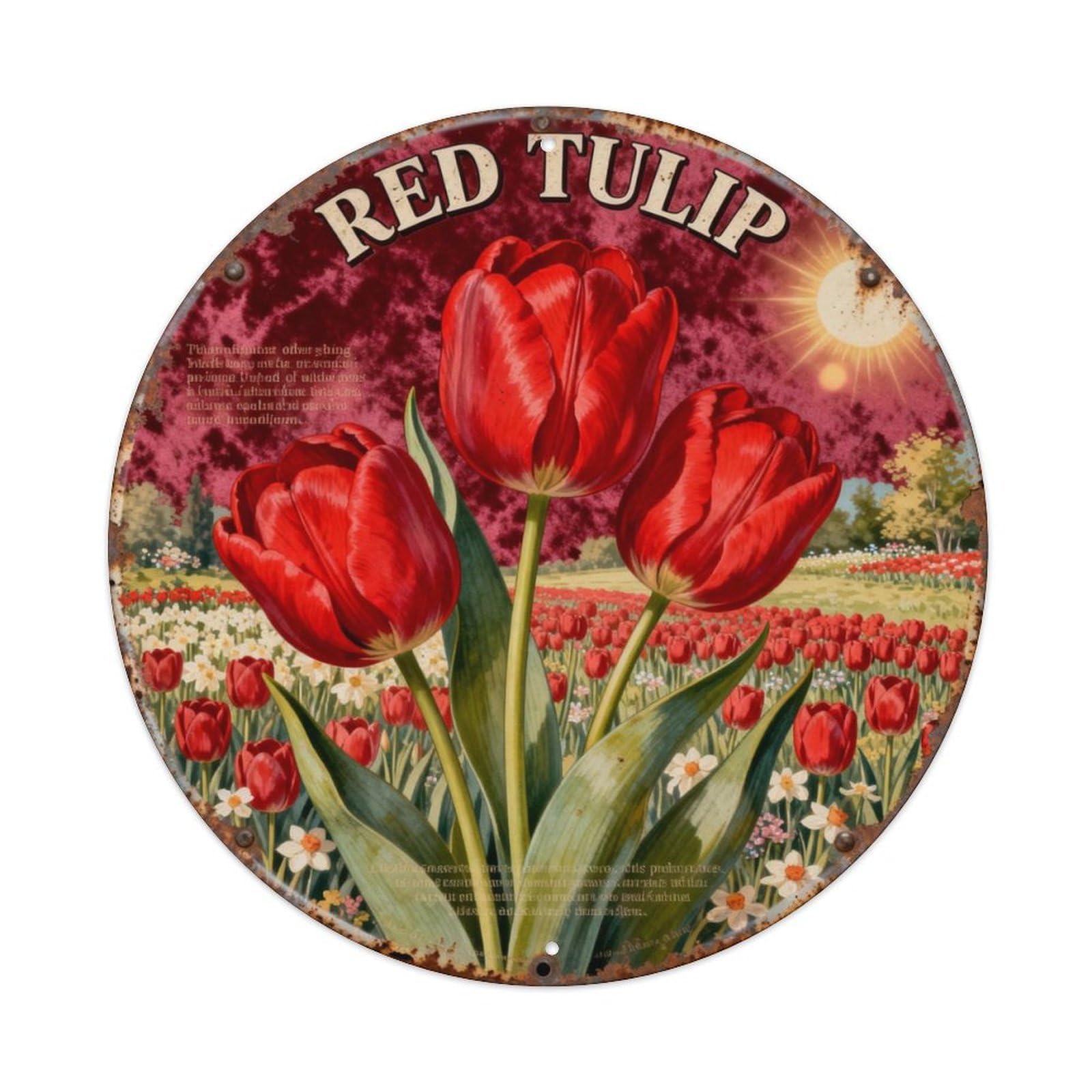 RED TULIP Metal Tin Sign Plaque