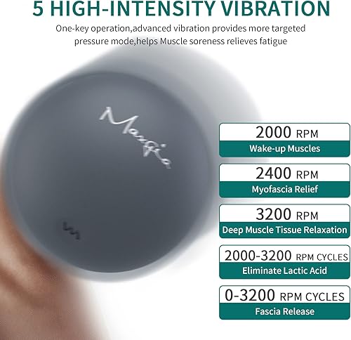 Miniatura 4 de Bola de masaje vibratoria de 3 pulgadas, bola de masaje con vibraciones de 5 velocidades para músculos y fitness, alivio del dolor de fascitis