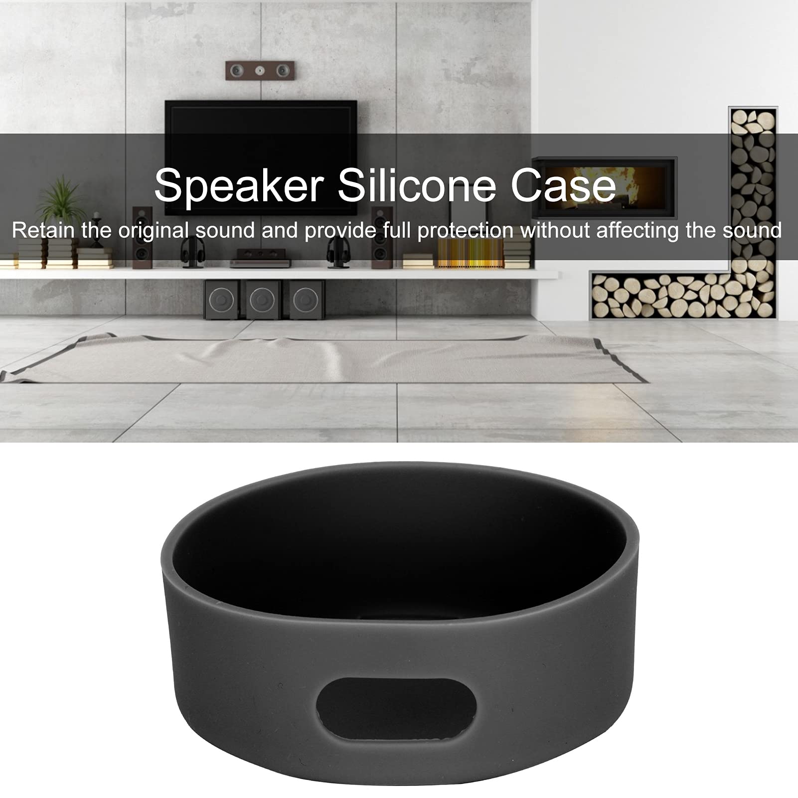 Gavigain Speaker Silicone Case, Antislip Dustproof Shockproof Portable Smart Speaker Protective Cover Travel Speaker Case for Living Rooms, Bedrooms, Kitchens, Or Children's Rooms (Black)