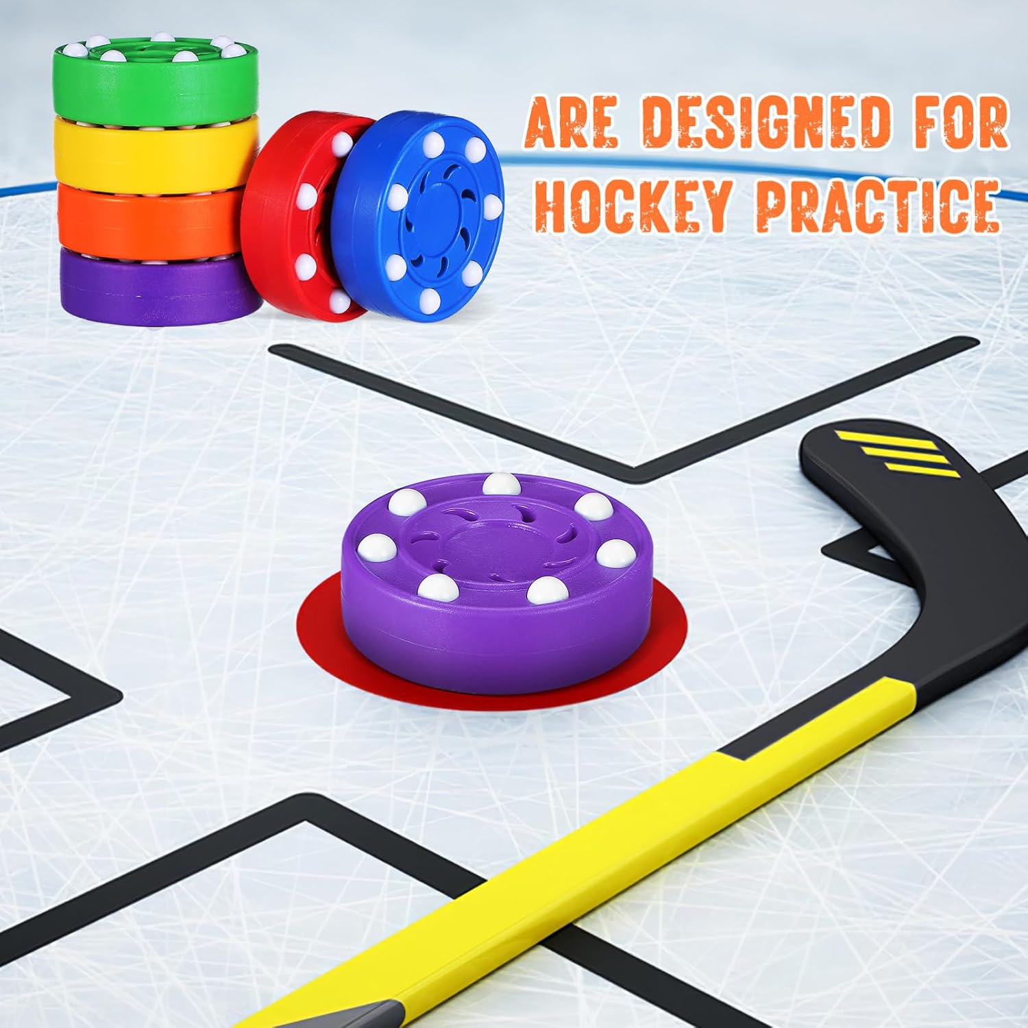 IMIKEYA 6pcs Floor Hockey Pucks for Training Roller Hockey Practice for Indoor and Outdoor Skill Development