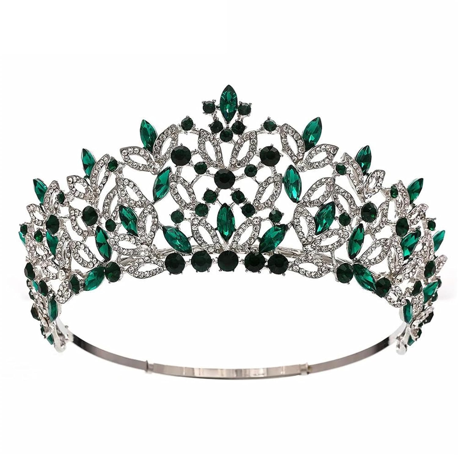 Large Round Rhinestone Tiara Crown For Women Royal Queen Adjustable Headpiece Bridal Wedding Stage Prom Pageant Accessories