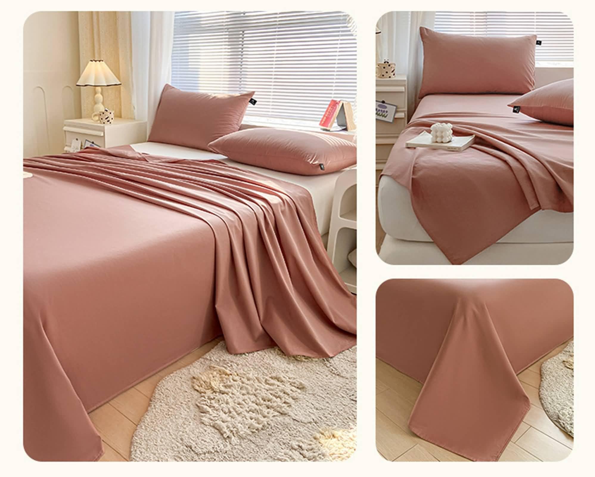 Sábanas sin goma de 160 x 230 cm, sábana individual de algodón lavado liso sábana y 2 fundas de almohada verano suave y transpirable, azul