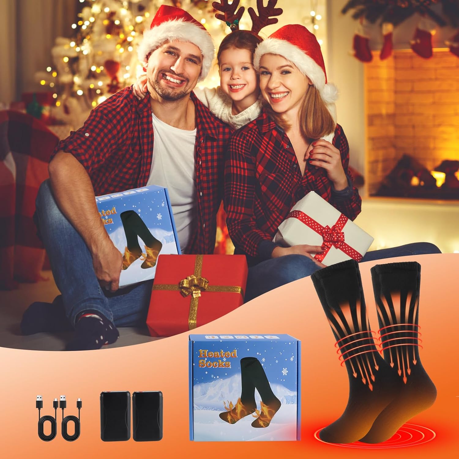 Heated Socks,Hettluo 5V 4000mAh Rechargeable Electric Heated Socks for Men Women Warm Thermal,with 3 Heating Setting for Outdoors Work Fishing Hunting Skiing Cycling Hiking Camping Motorcycling - Image 7