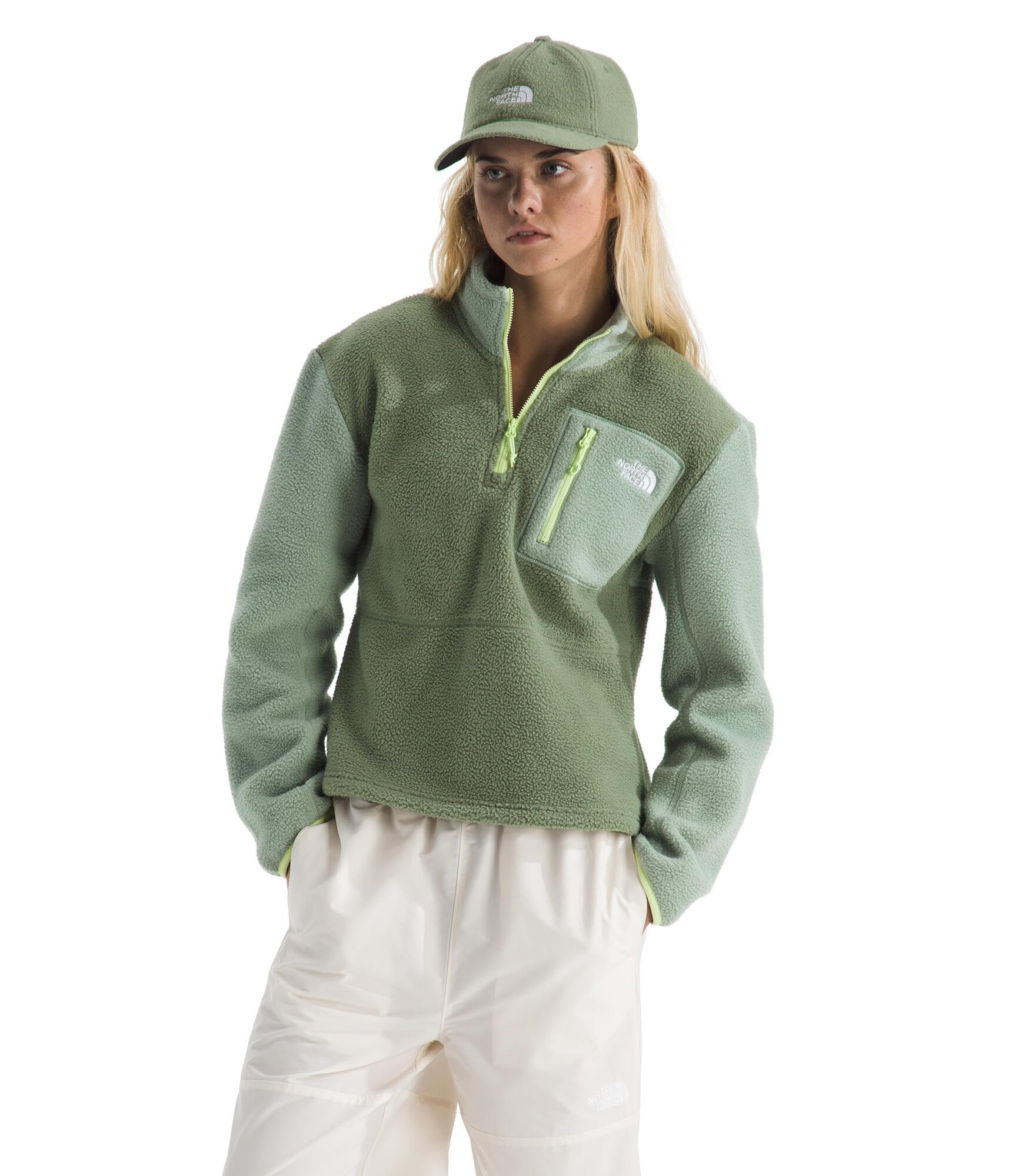 The North Face womens Yumiori Quarter Zip Jacket - Lightweight Fleece Pullover With Embroidered Logo, Secure Zip Pockets