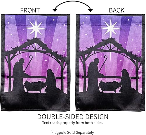Miniatura 3 de Evergreen Flag Nativity Lustre - Bandera de jardín reversible  12.5 x 18 pulgadas  Bandera de jardín de Navidad de doble cara  Resistente a la