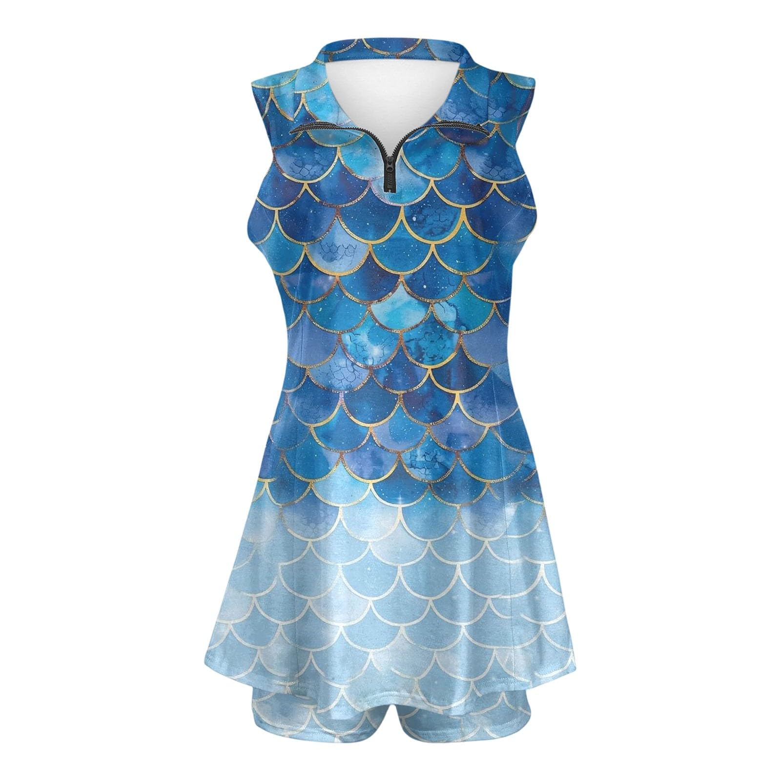 Generisch Vestido corto integrado sin mangas, falda corta plisada de tenis, transpirable, deportivo, con bolsillos