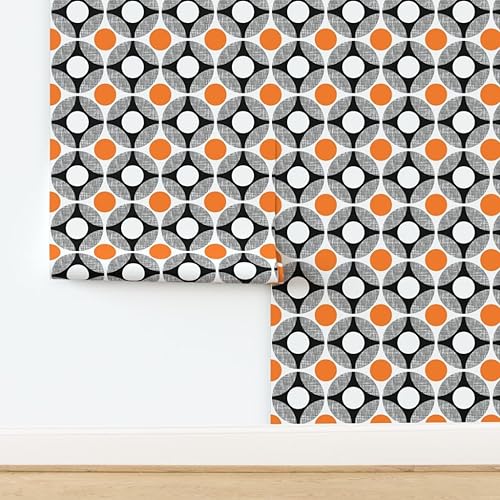 Miniatura 4 de Spoonflower Removable Wallpaper 3ft x 2ft - Mod Eggs Orange White Dots Circle Kitchen Mid Century Modern Custom Pre-Pasted Wallpaper