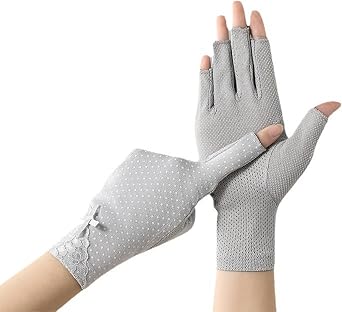 XuoAz Women UV-Sun-Protection-Gloves Sunblock-Fingerless Non Slip Driving Gloves for Summer Outdoor