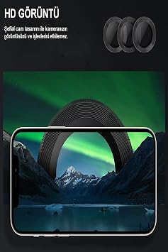 KZY İLETİŞİM Apple iPhone 12 Pro Alüminyum Alaşım Temperli Cam Kamera Lens Koruyucu - Siyah