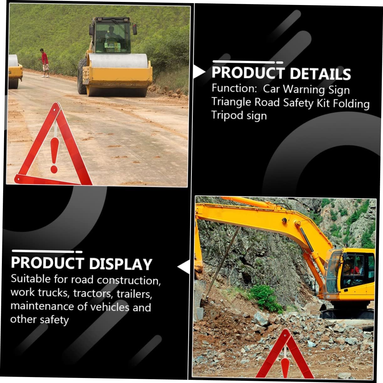 4pcs Car Safety Triangle Kit Road Car Emergency Triangle Stability Warning Tripods