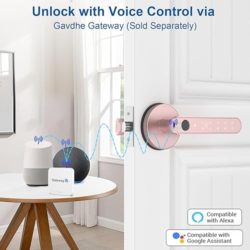 Miniatura 7 de Cerradura de puerta de huellas dactilares, perilla inteligente de puerta con entrada sin llave, cerradura de puerta biométrica con control de