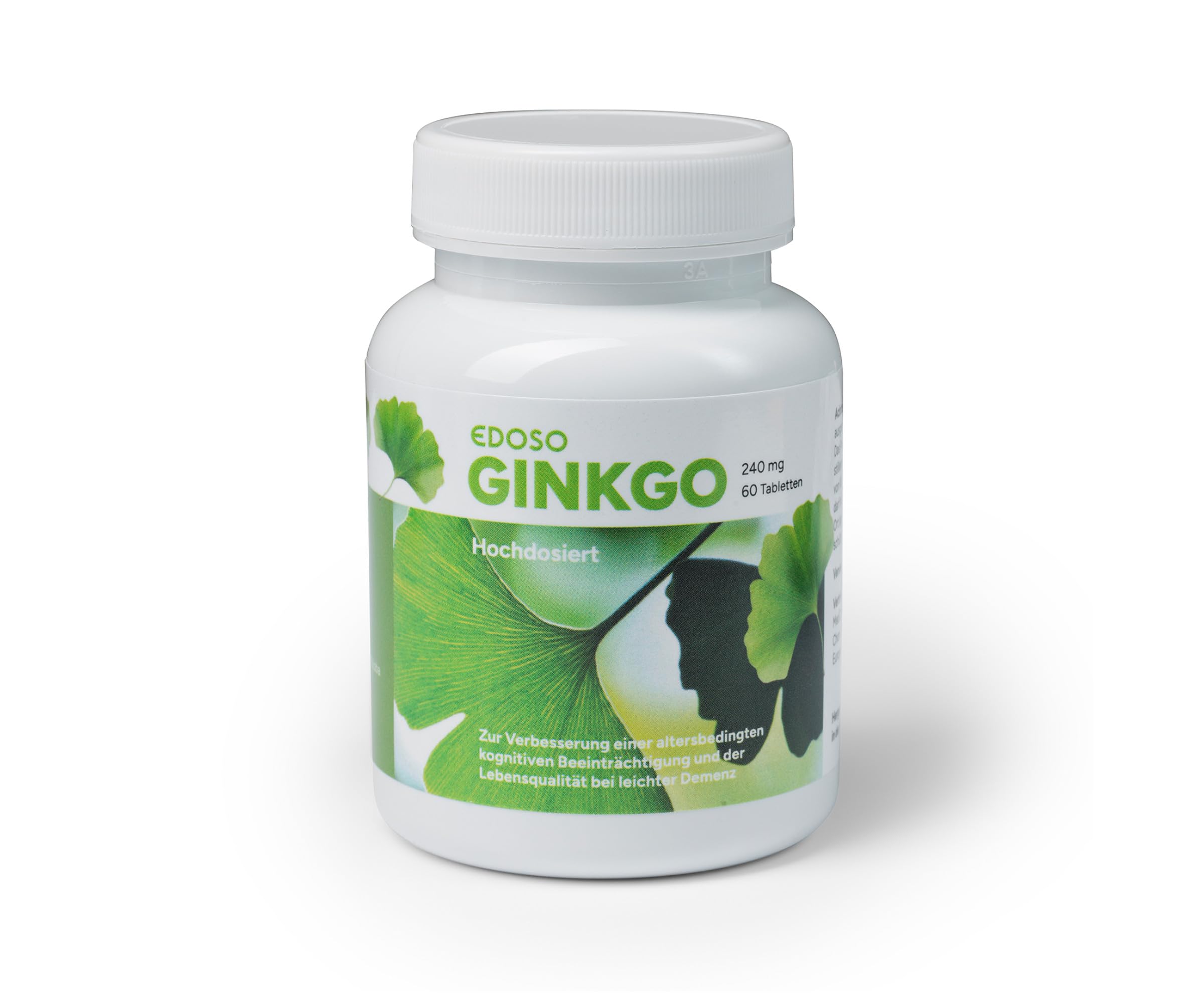 Ginkgo 240 mg | Ginkgo Hochdosiert EDOSO | 60 Tabletten | 50:1 pflanzliches Extrakt Konzentrat | Bei Vergesslichkeit im Alter oder leichter Demenz