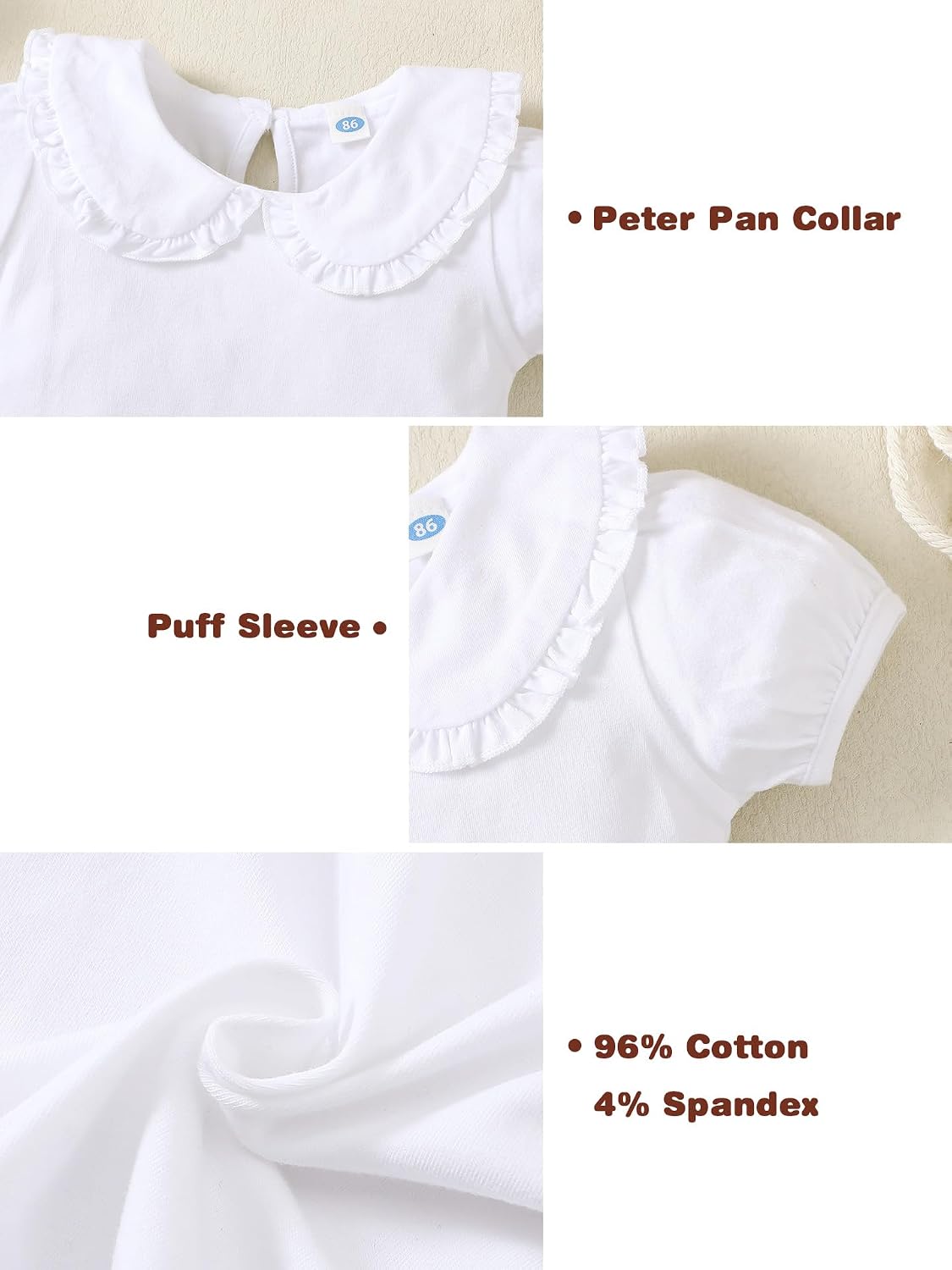 Magic Park 1-14Y Toddler Peter Pan Collar T-Shirt Girl Cotton Blouse